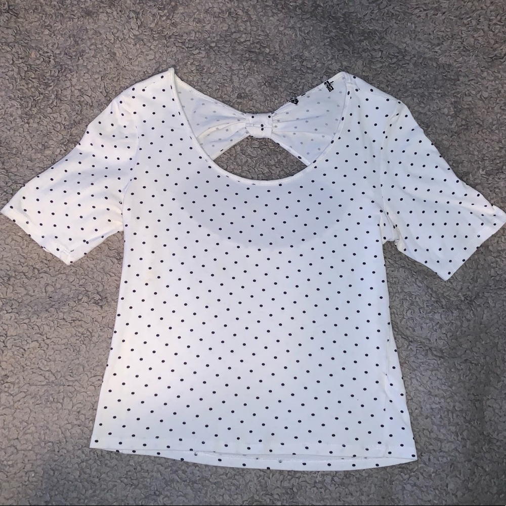 Black & White Shirt With Bow Tie Open Back